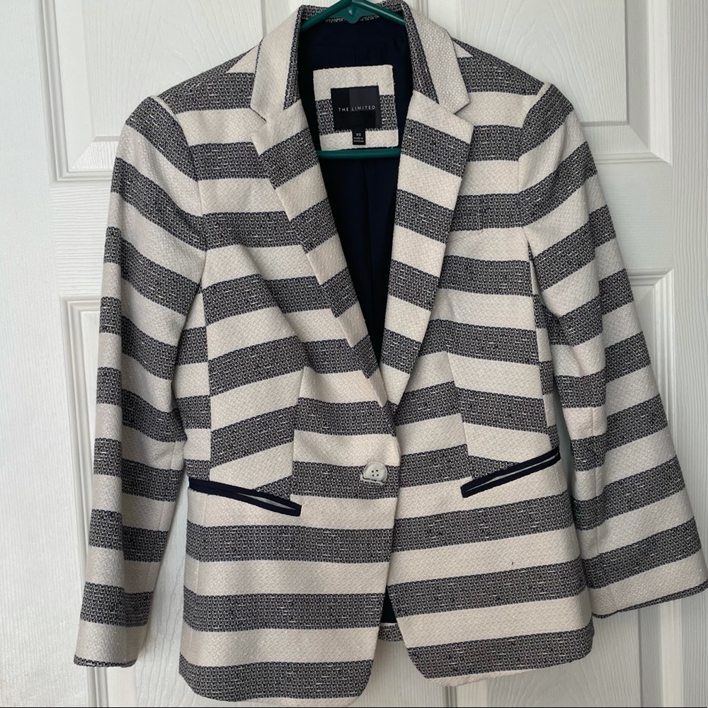 The Limited Blue & White Striped Nautical Blazer XS